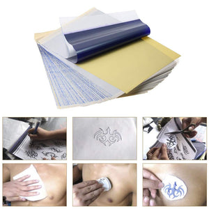 Yuelong - 15 hojas de papel de transferencia de tatuajes, plantillas de tatuaje, plantillas térmicas de papel, 4 capas, 8 1/2 x 11 pulgadas, papel de calco para tatuajes de bricolaje, kit de transferencia de tatuajes - Arteztik