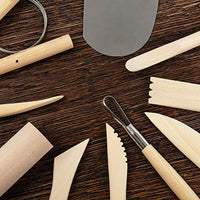 DUJEN Juego de 10 herramientas de arcilla de cerámica, juego de herramientas de modelado de madera para esculpir cera, herramientas de limpieza para tallar ceras de cerámica - Arteztik