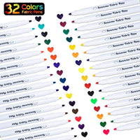 Rotuladores de tela, 32 colores permanentes de pintura de tela Set de marcadores de arte – punta fina, seguro para niños y no tóxico para lienzo, bolsos, camisetas, zapatillas de deporte - Arteztik