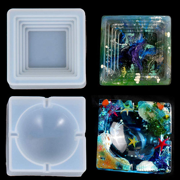 2 moldes para cenicero, resina de silicona transparente epoxi para manualidades, para hacer manualidades para hacer decoración del hogar - Arteztik