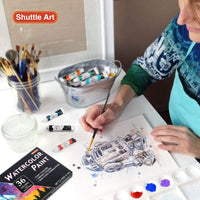 Juego de pintura de acuarela, Shuttle Art 36 colores de acuarela en tubos (0.4 fl oz cada uno) con 3 pinceles, rico pigmento, fácil de mezclar, perfecto para niños, artistas, principiantes, estudiantes - Arteztik
