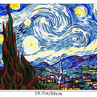 Mural de pared arte pintura por números DIY acrílico Kit de pintura para niños y adultos principiante – 16 x 20 pulgadas Van Gogh cielo estrellado con 3 cepillos y colores brillantes - Arteztik