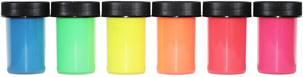 Juego de 6 colores fluorescentes (luz negra/negra) con guía ideal para botellas de aerosol, plantillas, tela y madera - Arteztik