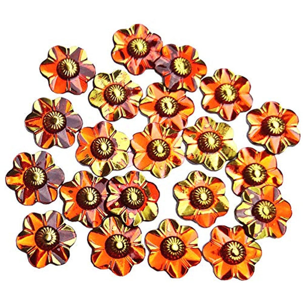 Evniset - Gemas acrílicas de 0.630 in con parte trasera plana, adornos de piedras preciosas, formas de flores de ciruela chapadas en oro, 200 unidades, color rojo - Arteztik