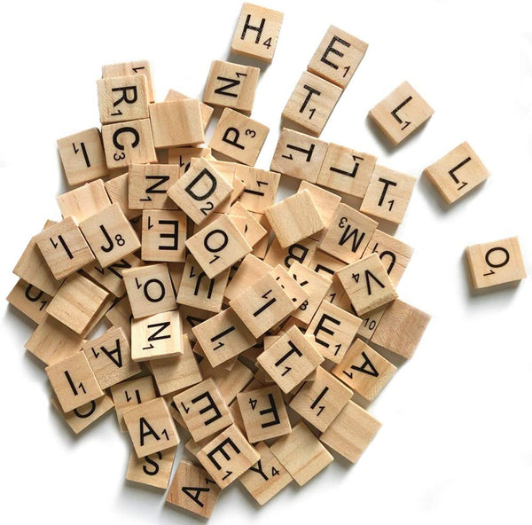 500 azulejos de letras de madera, letras de Scrabble para manualidades, decoración de regalo de madera, hacer posavasos de alfabeto y juego de crucigramas - Arteztik