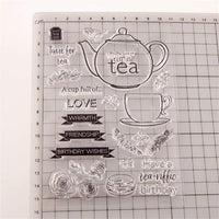 Tarjeta de felicitación de cumpleaños con diseño de taza de té, de goma, con sello transparente, para álbumes de recortes y fotos, para hacer tarjetas y sellos transparentes - Arteztik
