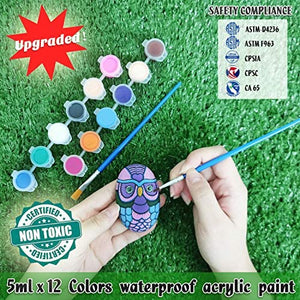 Kit de pintura de roca de castillo de bingo – grandes rocas pulidas de color blanco y gris para pintura, artes y manualidades para niños de 4 a 8 a 12 años de pintura acrílica 25 diseños de transferencia ocultar y buscar rocas de río regalos para niños y - Arteztik