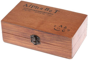 Juego de 70 sellos de madera con letras del alfabeto y número de bricolaje, con caja de madera - Arteztik