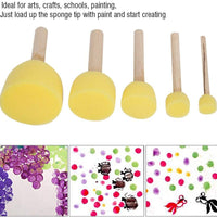 Fdit - Juego de 5 brochas de esponja para pintar o sellar manualidades, con mango de madera, para niños - Arteztik