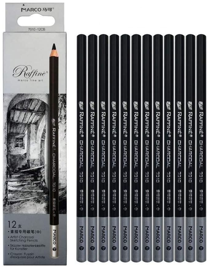 Set De 10 Lápices De Carboncillo Para Dibujo - 4 Tamaños (5, 6, 7, 9 Mm) | Ideales Para Bocetos, Sombreado Y Técnicas Artísticas