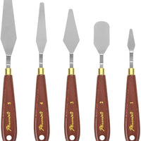 DerBlue Juego de 5 cuchillos de paleta de artista de acero inoxidable, espátula, paleta, cuchillo, rascador de mezcla, herramientas de arte delgadas y flexibles para pintura al óleo, mezcla acrílica, etc. - Arteztik
