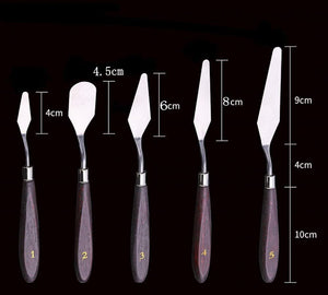 JZK - Juego de 5 cuchillos de paleta de acero inoxidable con asas de madera - Arteztik