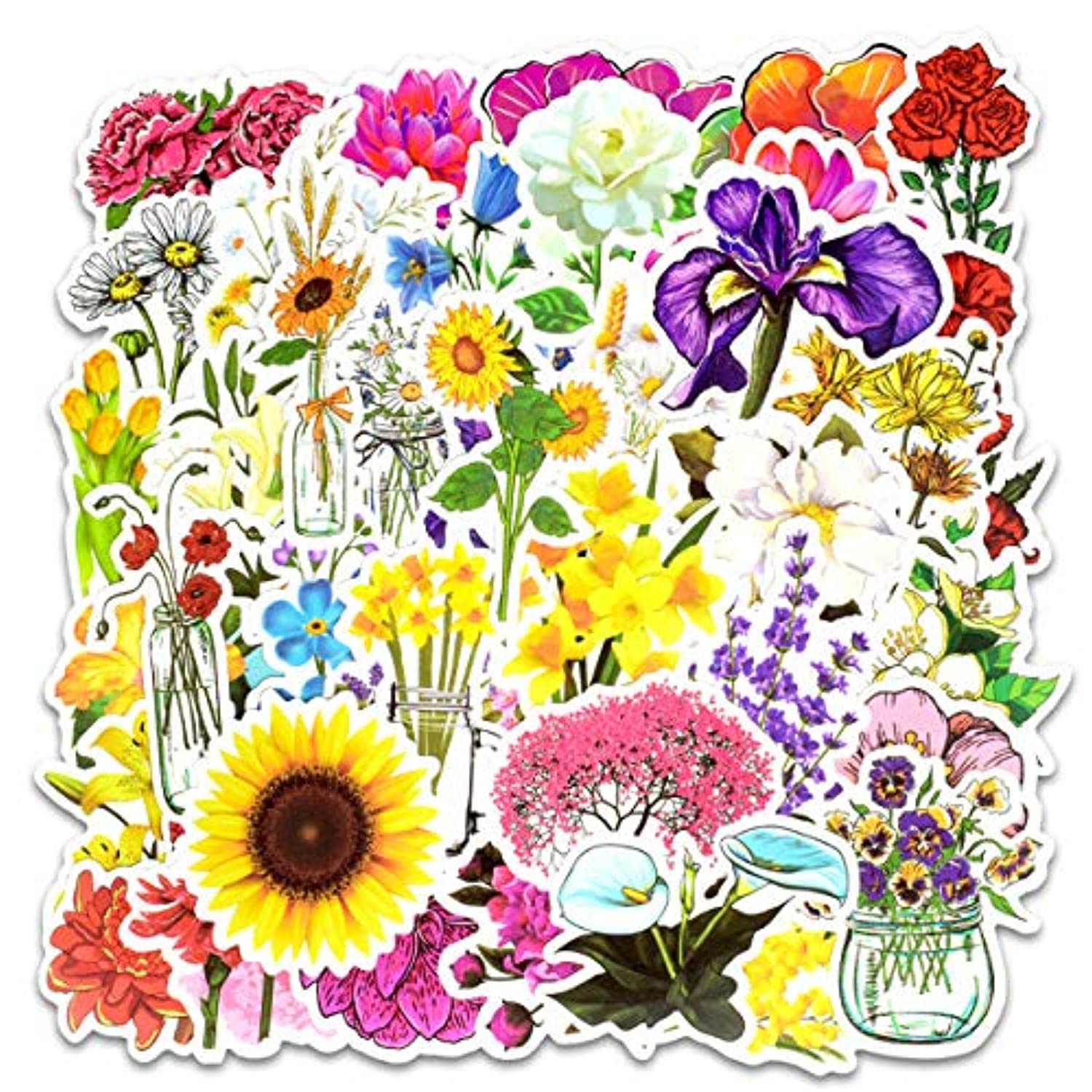  Calcomanías autoadhesivas florales multicolor para