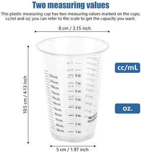Paquete de 24 tazas desechables graduadas transparentes, 8 onzas de tazas de medición de plástico transparente para mezclar resina epoxi/líquido/pintura artística/slime/pintura al óleo - Arteztik