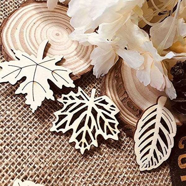 DIY adornos 1.969-2.047 in patrón mixto de costura pintura de madera hojas Scrapbooking adornos de madera rebanada decoración del hogar - Arteztik