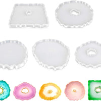 Moldes de silicona de resina, Jhua, 5 unidades, moldes de resina epoxi para moldes epoxi irregulares, moldes de posavasos de geoda flexibles, moldes huecos de fundición para posavasos, alfombrillas de ágata sintética, decoración del hogar - Arteztik