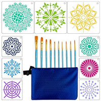 Mandala Stencil Dot Set de pintura – 48 piezas juego de 36 plantillas de mandala, plantillas de pintura, 2 tamaños diferentes, 1 bolsa azul con cremallera, 10 pinceles de pintura de artista para proyectos de pintura de roca, muebles de pared de madera - Arteztik
