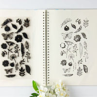hyamass Pack de 6 hojas mezcla Estilo Flores Y Mariposas Claro Sello de hule para hacer tarjetas decoración y scrapbooking - Arteztik