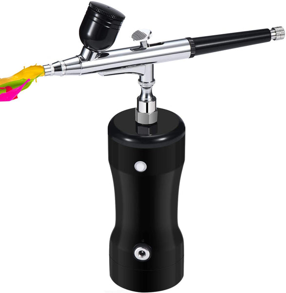 ELLASSAY Mini kit de aerógrafo, mini pistola de aire portátil con compresor de aire y boquillas de 0.016 in para colorear modelos, maquillaje, decoración de tartas, tatuaje, diseño de uñas (negro) - Arteztik