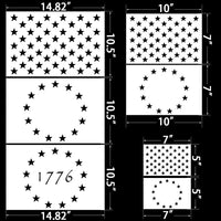Koogel - Plantilla de plástico para plantilla de 3 tamaños, diseño de bandera americana de 13/50 estrellas, para planificador, cuaderno, madera, pared, graffiti, tarjetas, manualidades, dibujo, pintura y proyectos - Arteztik
