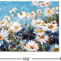 Vigeiya Pintura al óleo de 16.0 x 20.0 in por números para adultos principiantes incluyen lienzo enmarcado y caballete de madera con cepillos y pigmento acrílico (flor de margarita) - Arteztik