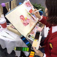 BBLIKE Juego de pintura de acuarela con 4 pinceles variados, 42 colores surtidos, juego de bocetos de acuarela portátil de viaje para principiantes, niños, estudiantes, artista y más - Arteztik