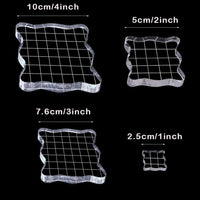 Shine US - 10 bloques de sellos acrílicos transparentes con líneas de cuadrícula para álbumes de recortes y manualidades, varios tamaños - Arteztik