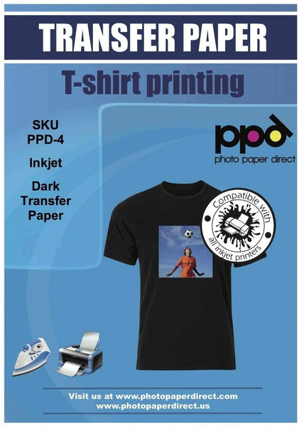 PPD Inkjet Premium Iron-On Dark T Shirt Transfers papel LTR 8.5x11