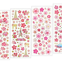 Kinteshun Sakura - Pegatinas para álbumes de recortes, estilo japonés, autoadhesivas, decorativas con flores de cerezo (6 unidades con diferentes patrones) - Arteztik