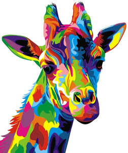 ifymei - Pintura por números para niños y adultos y principiantes, kit de regalo de pintura en lienzo para bricolaje, 16.0 x 20.0 in, color ciervo (jirafa de color) - Arteztik
