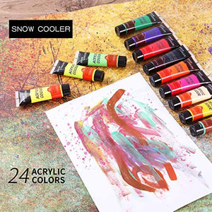Juego de pintura acrílica para pintar, 24 colores acrílicos vibrantes de 0.7 fl oz para lienzo, madera, tela, cuero, cartón, papel y manualidades - Arteztik