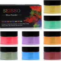 SEISSO 8 colores pigmento en polvo, 15 g/0.53 oz embotellado polvo de mica natural tinte de resina epoxi para limo, bomba de baño, bricolaje jabón vela fabricación, uñas artísticas, manualidades - Arteztik