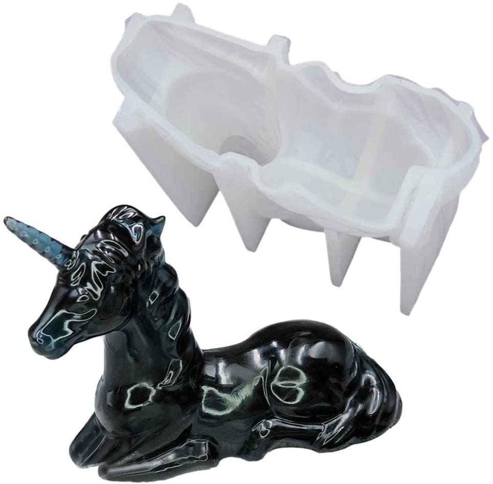 LET'S RESIN 7 moldes de resina animal, moldes de silicona de resina epoxi,  moldes de resina de unicornio para vela hecha a mano, manualidades de