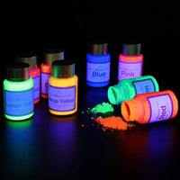 Wtrcsv Polvo fluorescente UV de 8 colores, polvo de neón UV, polvo de pigmento de seguridad para pintura, limo, uñas, resina, conciertos o bricolaje -10 g/0.35 oz cada uno (total 2.8 oz) - Arteztik
