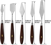 Juego de 5 cuchillos de pintura, espátula, paleta, cuchillo, rascador de mezcla, juego de cuchillos de pintura de acero inoxidable para pintura al óleo o mezcla acrílica - Arteztik
