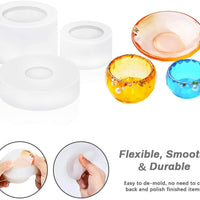 Molde de silicona de resina, Jhua, 3 moldes de resina de cristal de silicona, cuencos y platos pequeños, moldes de resina epoxi para hacer manualidades con flores, bolígrafos, jaboneras, bebidas, contenedores - Arteztik