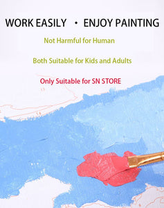 Tonzom Paint by Numbers Kits - Pintura al óleo para niños, estudiantes, adultos principiantes con pinceles (enmarcados en madera o sin marco) - Arteztik