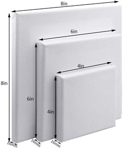 9 paquetes de lona estirada para pintura artesanal, Fengek 4.0 in, 6.0 in, 8.0 in lienzo artístico para proyectos de acrílico y aceite - Arteztik