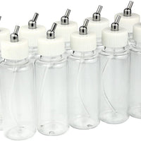 10 x aerógrafo 80 cc plástico tarros de botellas tapas para doble acción aerógrafo sifón alimentación cepillo de aire - Arteztik
