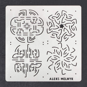 Aleks Melnyk #40 - Plantillas de metal para diario, juego de 2 piezas (4 diseños), herramienta para quemar madera, pirógrafo y grabado, álbumes de recortes, manualidades y bricolaje - Arteztik