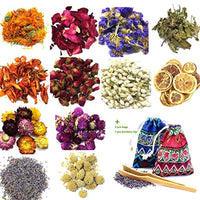 Oameusa Flores secas, kit de flores secas, fabricación de velas, fabricación de jabón, AAA rosa de grado alimenticio, flor de jazmín, lavanda, pétalo de rosa, lavanda, lirio, 9 bolsas - Arteztik
