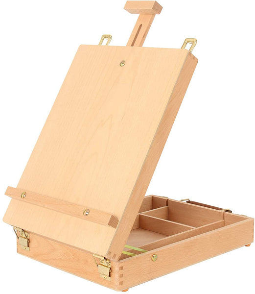 Caja de almacenamiento de pintura de caballete de arte Suministros para pintura caballete de mesa de madera para dibujar y dibujar estudiante (cuadro de caballete) - Arteztik