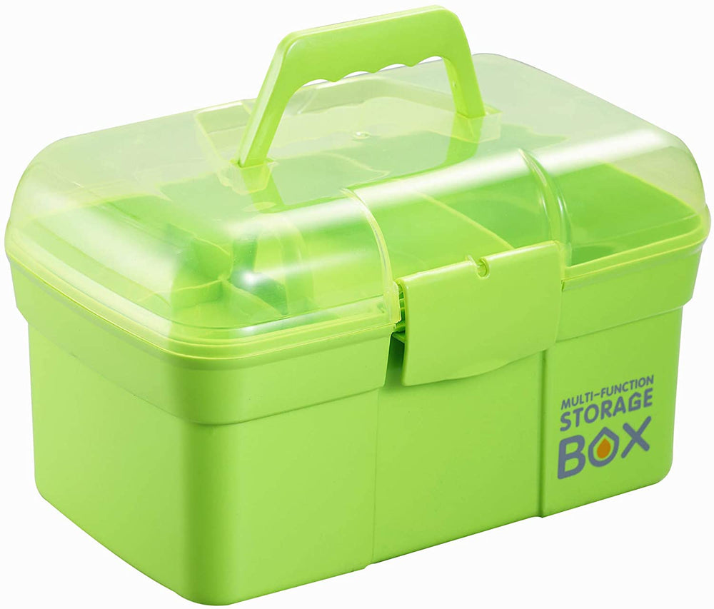Kinsorcai Caja de almacenamiento de plástico de 11.0 in con bandeja extraíble, organizador multiusos y estuche de almacenamiento para arte y cosméticos (verde) - Arteztik