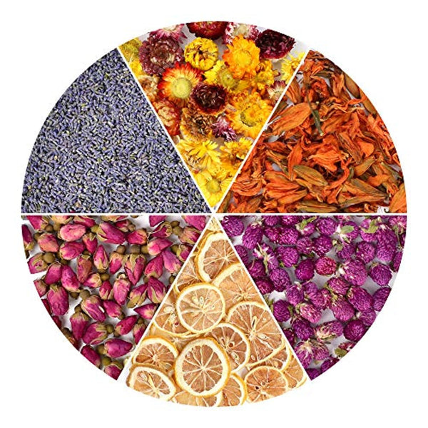 HAIOPS – Kit de aromas para hacer jabón de flores secas, lavanda, rodajas de limón, lirio, gomphrena Globosa Linn, fresa, 6 bolsas - Arteztik