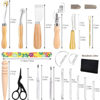 Leather Working Tools, Leather Sewing Tools Kit, Hand Leather Kit with Instructions, Toolbox, UV Stitching Groover, Waxed Thread, Tracing Wheel, and Other Beginners Leather Crafting Tools and Supplies - Arteztik