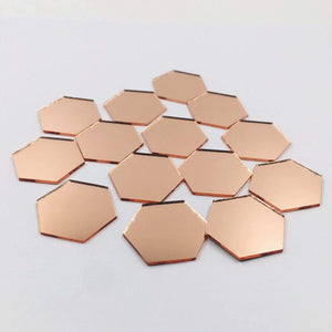 NUORUI - 100 azulejos de mosaico de espejo hexagonal de 1.0 in, color oro rosa para proyectos de manualidades - Arteztik