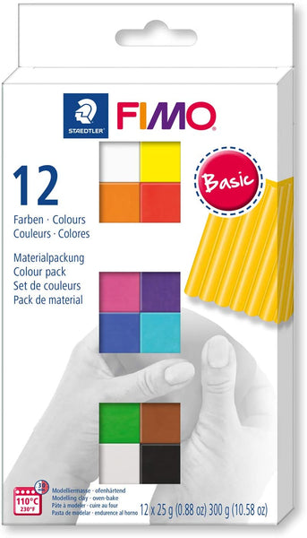 STAEDTLER 8023 C12-3 FIMO - Arcilla para modelar (12 x 0.88 oz), color pastel - Arteztik