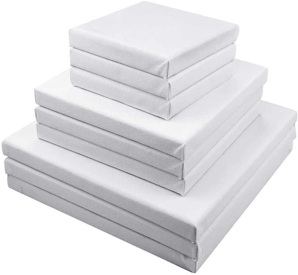 9 paquetes de lona estirada para pintura artesanal, Fengek 4.0 in, 6.0 in, 8.0 in lienzo artístico para proyectos de acrílico y aceite - Arteztik