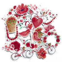 Pegatinas de amor de San Valentín con diseño de peonía azul marino y rosa | Adhesivos impermeables para vasos y portátiles | Pegatinas para álbumes de recortes y revistas - Arteztik