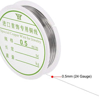 Uxcell - Alambre de cobre para manualidades (calibre 24, 0.020 in de diámetro), color plateado - Arteztik